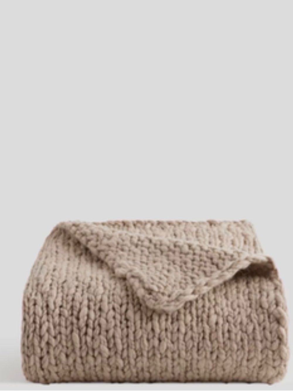 Quince Chunky Hand Knit Wool Throw Blanket Beige Natural Woven 50” x 60” 50x60